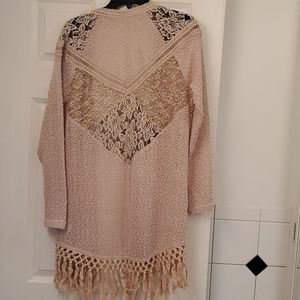 NWOT Miss Me tan Spring fringe cardigan sweater